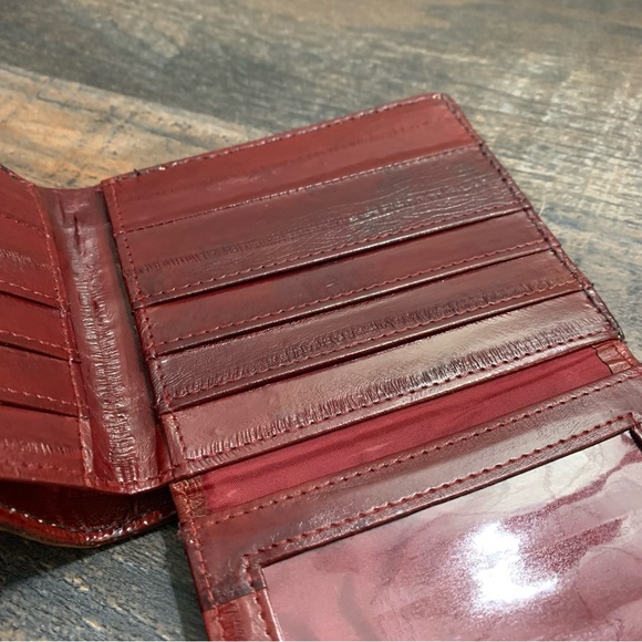 Authentic Alligator Skin Eel Lined Bifold Leather Wallet Cognac Made In USA - Picture 15 of 15